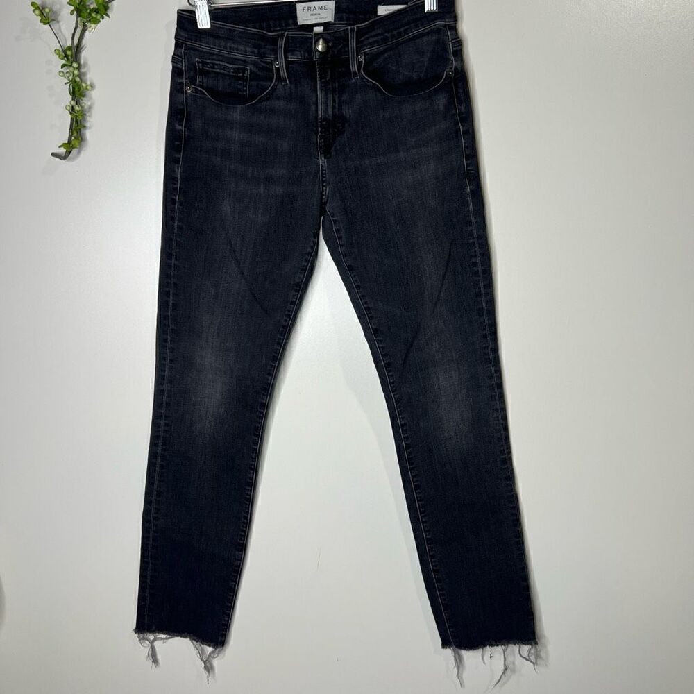 Frame Denim L’Homme Slim Fit Black Jeans Raw Hem